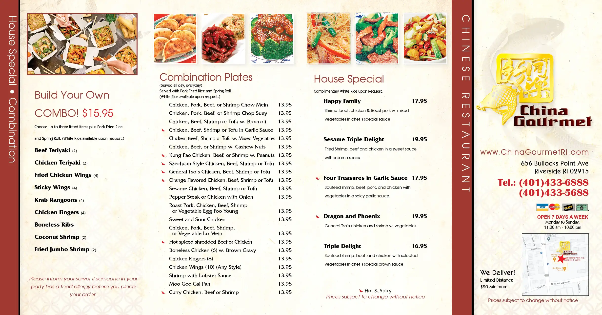Chinese food menu | House special combination plates